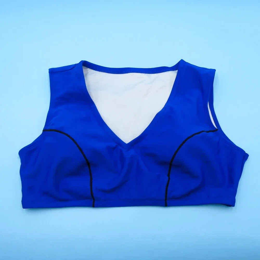Victorias Secret XXL Blue V Neck Wide Lined Sleeveless Bikini‎ Top Swimwear New